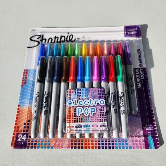 New SHARPIE Electro Pop Permanent Markers Fine Point Assorted Colors 24 Count Li - Picture 7 of 16